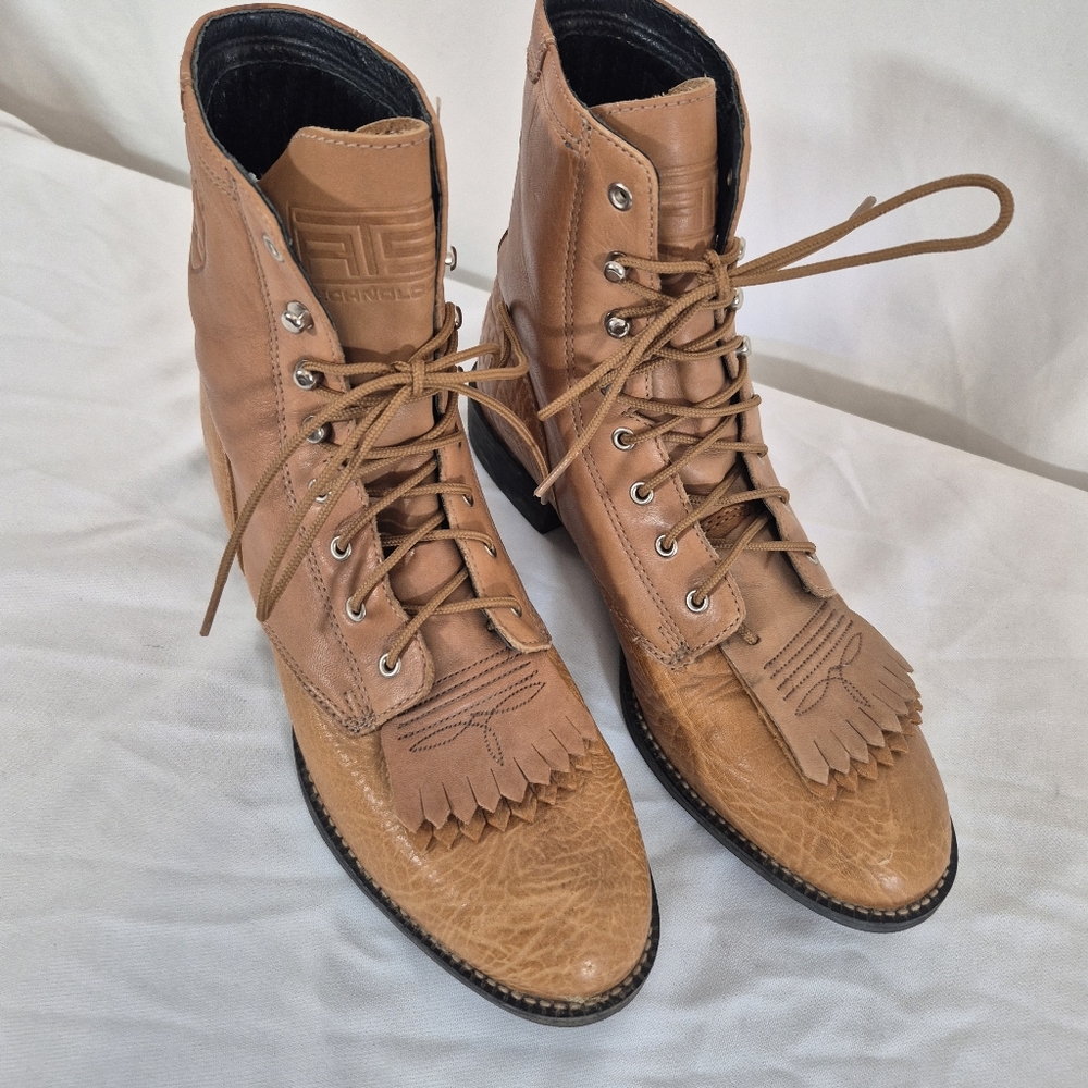 Ariat Women's 7B Heritage Lacer II Kiltie Distressed Brown Western Boots - Picture 2 of 11